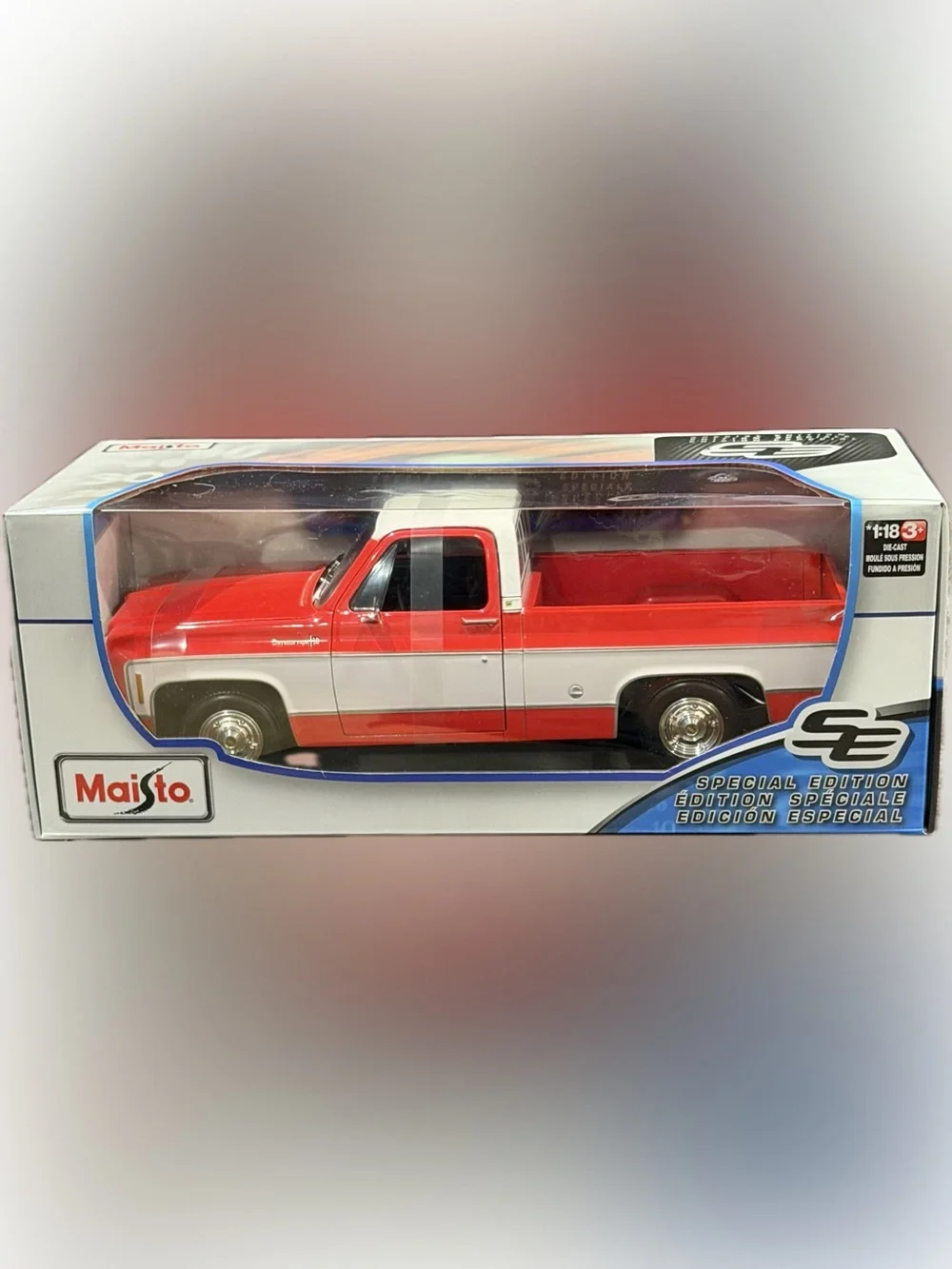 MAISTO 1:18 SCALE DIE-CAST SPEC EDITION RED 1974 CHEV C10 CHEYENNE SUPER PICKUP